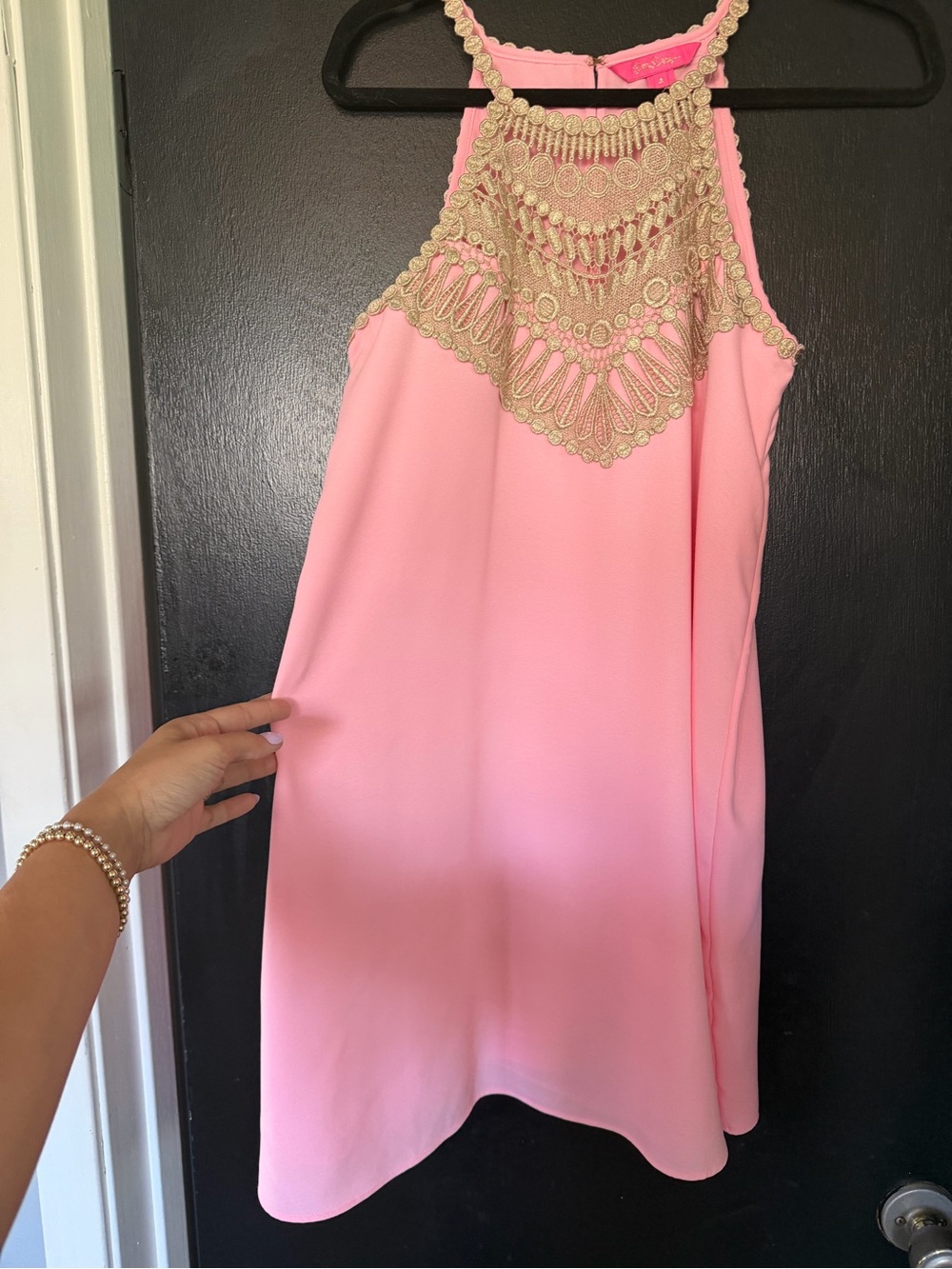 Lilly Pulitzer Pink Halter Dress with Gold